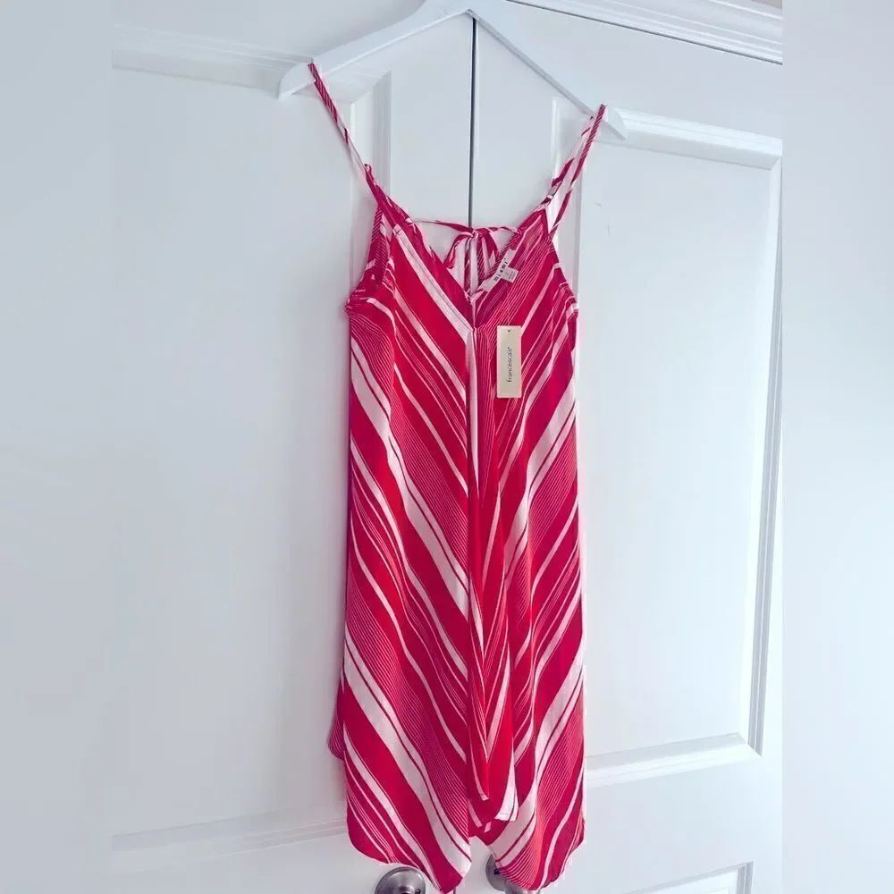 Francesca’s red/orange & white strappy striped dress